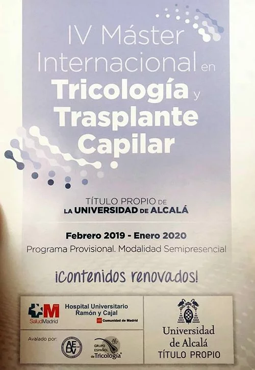 Máster Internacional en Tricología y Trasplante capilar (Universidad de Alcalá) - Medican Clinics